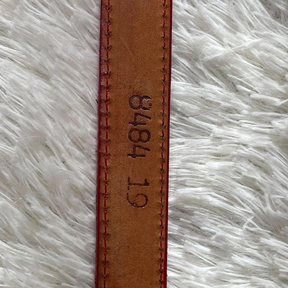 Vintage Circle Y of Yoakum Leather Belt Sz 32 USA Red & Blue‎ Western USA Texas